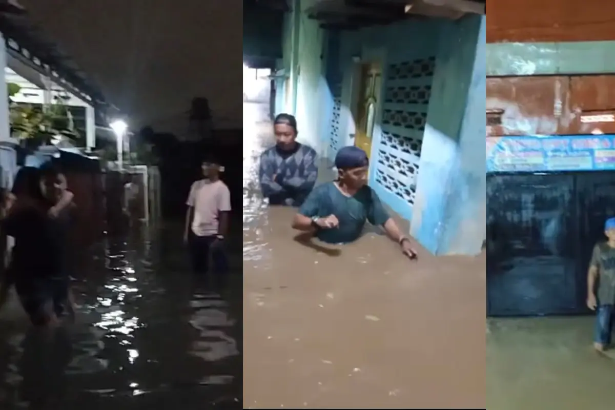 Diguyur hujan sejak Jumat malam (21/2/2025) sejumlah kecamatan di Bandar Lampung terendam banjir. Foto : (Istimewa).