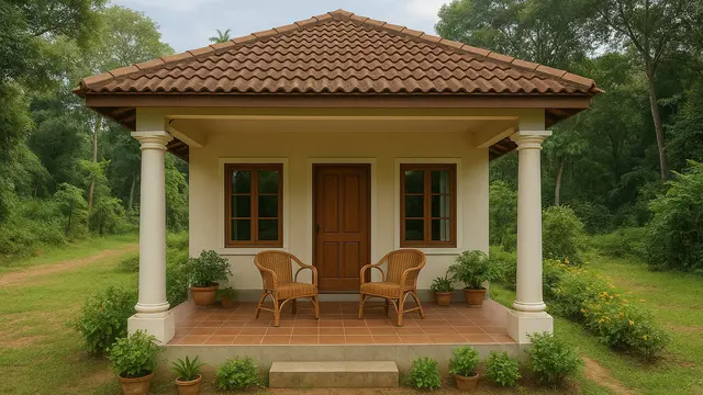 Rumah Sederhana Ukuran 6x9 dengan Teras Depan Luas di Kampung