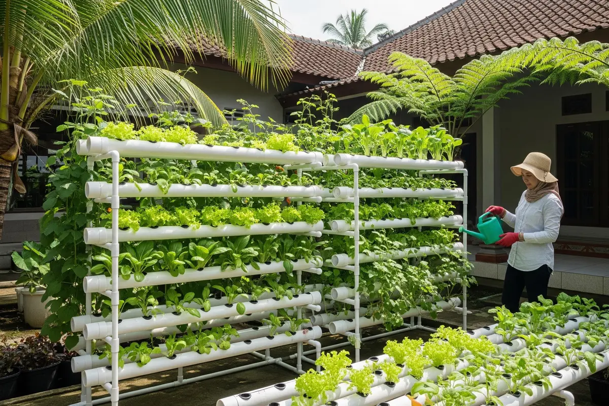 Model Hidroponik Rak Bertingkat Cocok Buat Ibu Rumah Tangga Produktif/Gemini AI