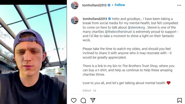 Tom Holland pamit dari media sosial. (Instagram/ tomholland2013)