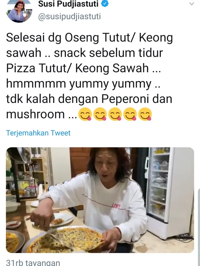 Unggahan Susi Pudjiastuti. (Foto: Twitter @susipudjiastuti)