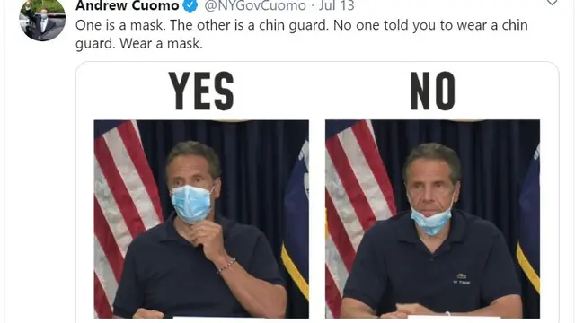 Tweet dari akun Twitter resmi Gubernur New York Andrew Cuomo