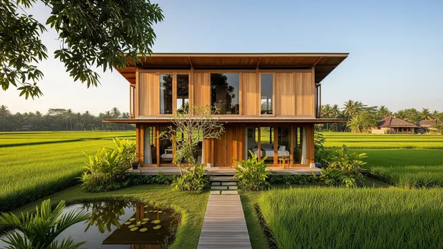 Model Rumah Minimalis di Desa Cocok untuk Daerah Sawah (AI)