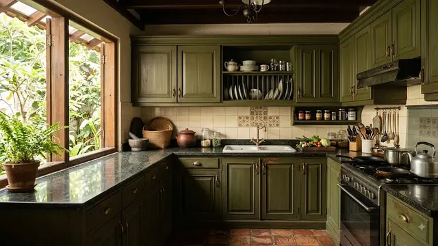 Ilustrasi Warna Kabinet Dapur yang Bikin Terkesan Jadul/AI Generated