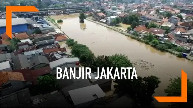 Banjir setinggi 5 meter menggenangi permukiman di Rawajati, Pancoran, Jakarta. Berikut adalah tampilan udara dari kawasan Rawajati.