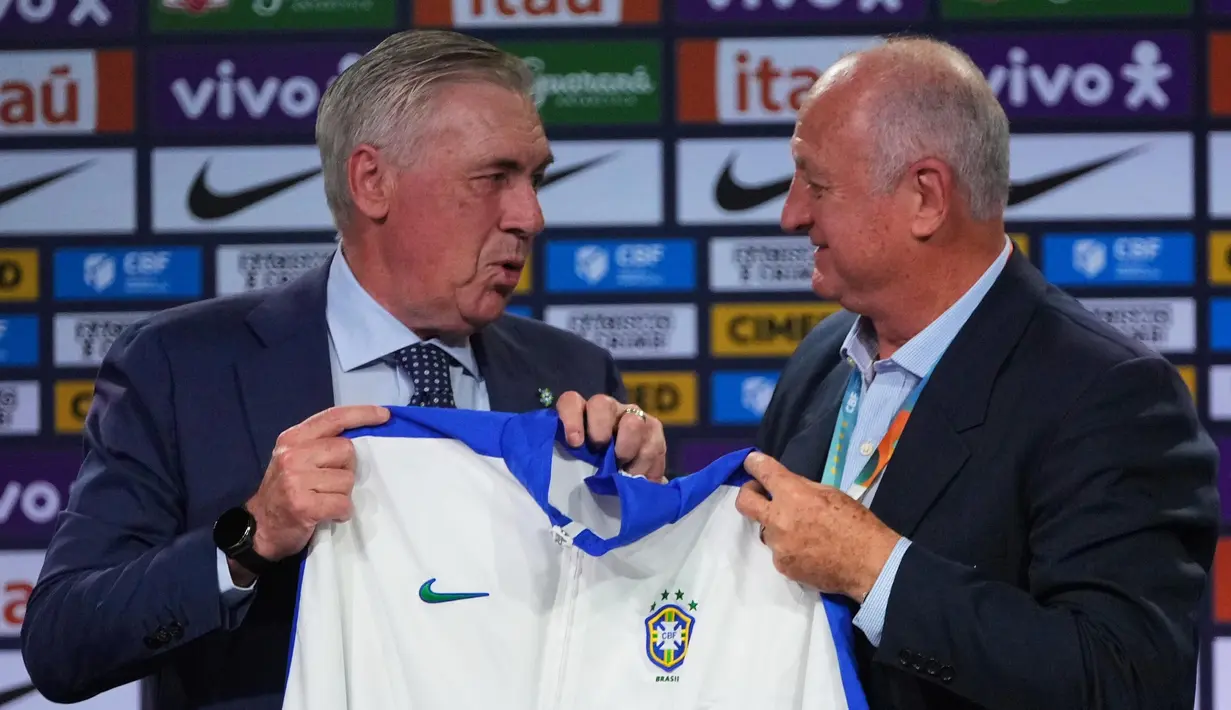 Carlo Ancelotti menegaskan bahwa ia memiki tugas besar di depan mata dan harapan besar untuk memastikan timnas Brasil akan menjadi juara lagi. (AP Photo/Silvia Izquierdo)