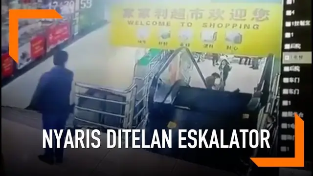 VIDEO: Rekaman Seorang Pria Nyaris Ditelan Eskalator