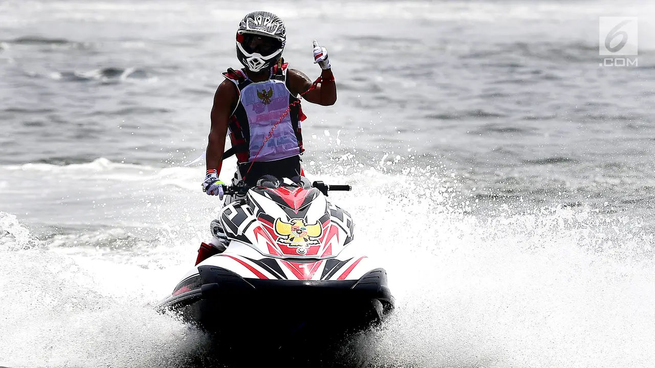 Atlet Jetski Indonesia Aqsa Sutan Aswar sukses Finis Pertama Pada Pertandingan Moto 1