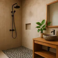 Inspirasi Kamar Mandi Lantai Batu Alam/AI