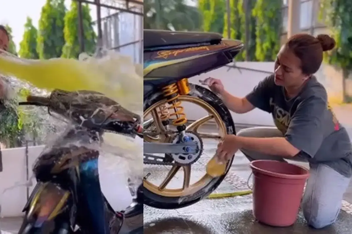 Ternyata Nathalie Holscher Suka Cuci Motor Sendiri, Gayanya Asyik Banget