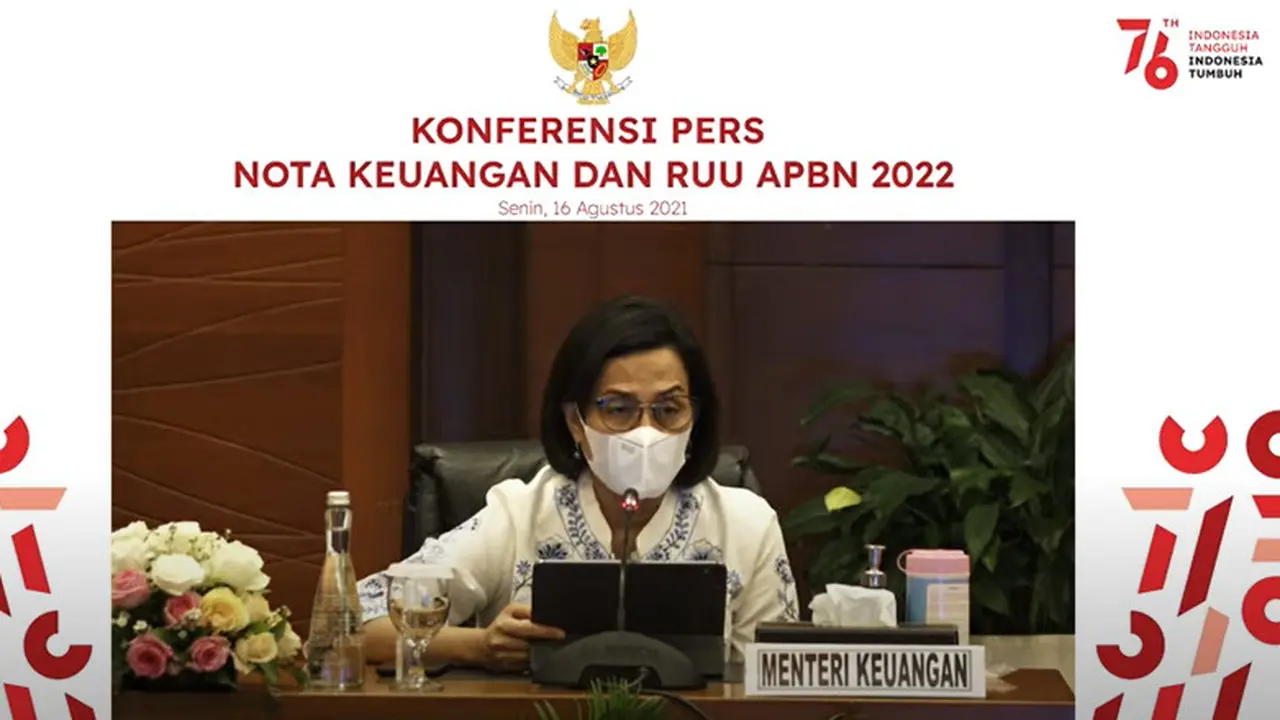 Menkeu Sri Mulyani pada Konferensi Pers Nota Keuangan dan RUU APBN 2022