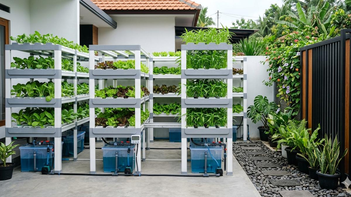 8 Ide Kebun Hidroponik di Halaman Belakang dengan Sistem Sirkulasi Otomatis: Tampilan Bersih, Rapi, dan Elegan