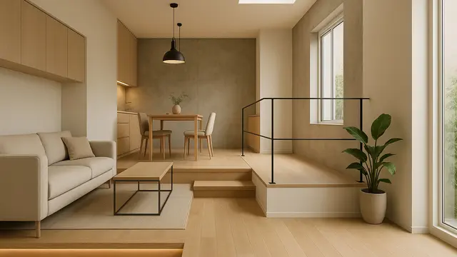 Model Rumah Kecil 4x6 Meter dengan Konsep Split Level