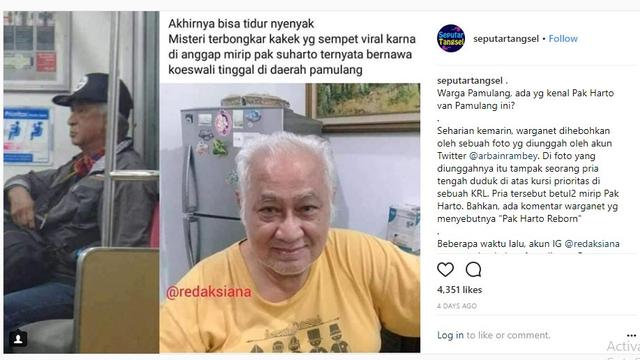 3 Fakta Heboh Sosok Mirip Soeharto di KRL