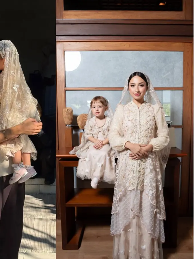 Digendong Justin Hubner, Potret Gemas Kamari Bak Mini Bride dengan Dress Kembaran Jennifer Coppen di Momen Pengajian