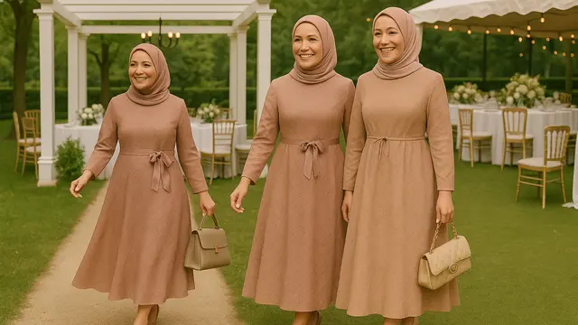 Model Gamis Brokat Tali Pinggang untuk Ibu-ibu Usia 40 Tahun