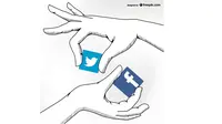 Ilustrasi Facebook dan Twitter. Ilustrasi: Freepik