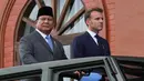 Kunjungan ke Akademi Militer ini merupakan bagian dari komitmen bersama Indonesia dan Prancis dalam memperkuat kerja sama di bidang pertahanan, khususnya dalam peningkatan kapasitas sumber daya manusia. (Achmad Ibrahim/POOL/AFP)