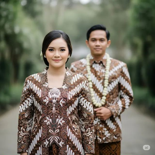 Model Batik Couple Wanita untuk Acara Pernikahan. Foto: Gemini