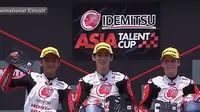 Mario Surya Aji sukses naik podium pada balapan pertama putaran kedua Asia Talent Cup 2018 di Sirkuit Buriram, Thailand, Sabtu (24/3/2018). (AHRT)