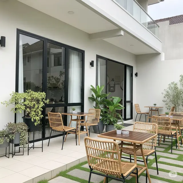Model Teras Rumah Ala Cafe. Foto: Gemini