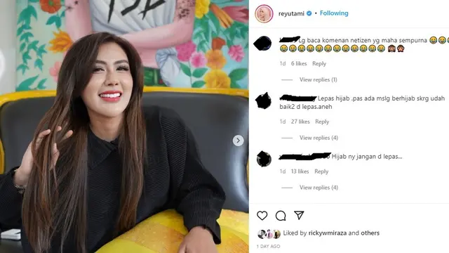 Rey Utami lepas hijab di unggahan terbarunya (Foto: Instagram/@reyutami)