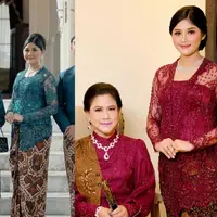 Melihat gaya busana mewah Erina Gudono dan ibu mertuanya Iriana Jokowi saat kondangan (@kaesangp @erinagudono)