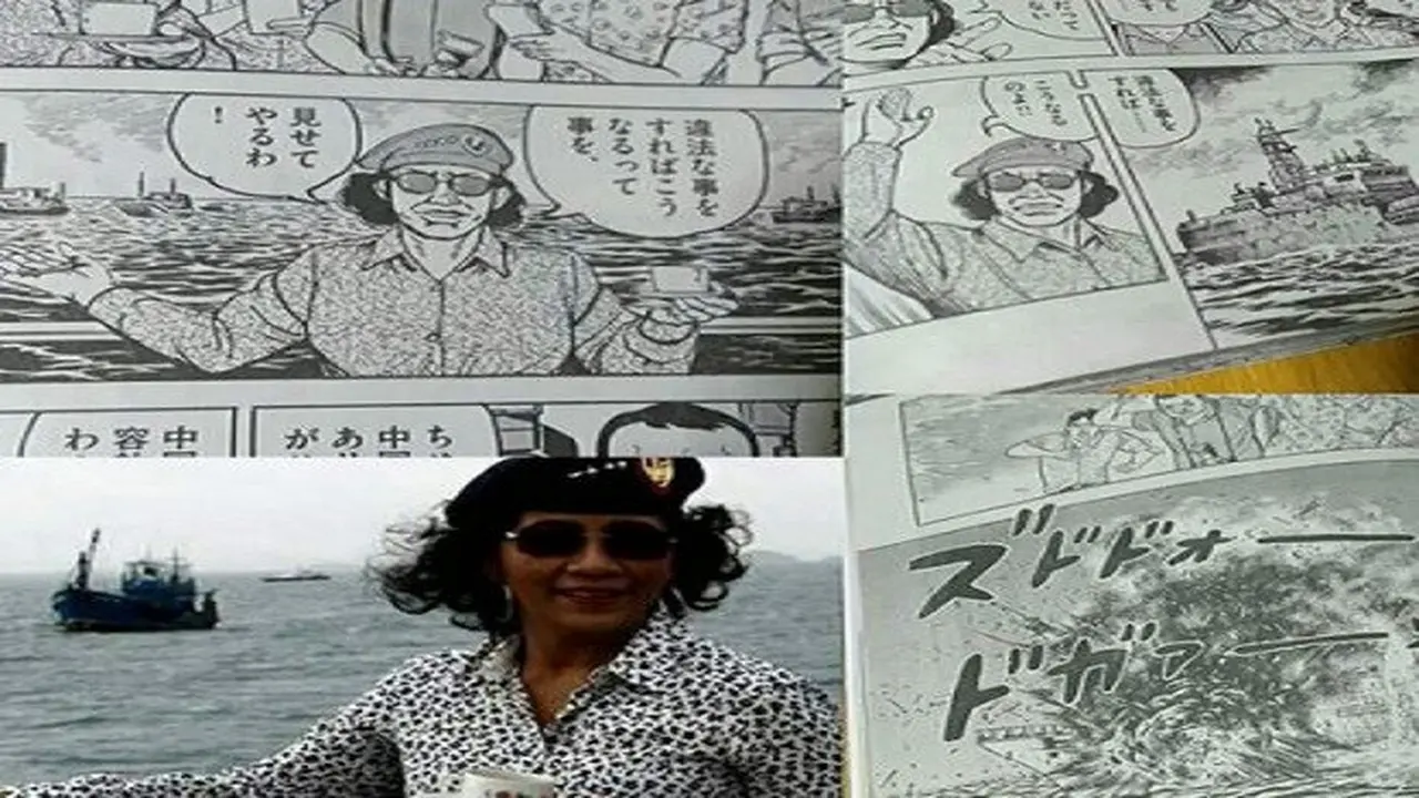 Tokoh Menteri Susi muncul di komik seri Golgo 13 yang sudah mencuri perhatian para Netizen. (Twitter) 