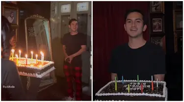 Ini adalah momen ketika Rizky Nazar dapat kejuatan dari Syifa Hadju dan sahabatnya. Saat momen ini, Rizky Nazar diminta untuk ungkap harapannya di tahun yang baru sebelum meniup lilin. Teman-teman Rizky yang hadir kompak berteriak ‘cepat nikah’ dan di-aamiin-kan oleh teman-teman yang lain. Kejutan ulang tahun yang digelar sederhana tetap terasa kehangatannya karena kehadiran teman terdekat. (Liputan6.com/IG/adysky99)