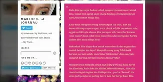 Ungkapan isi hati Marshanda di dalam sebuah situs.