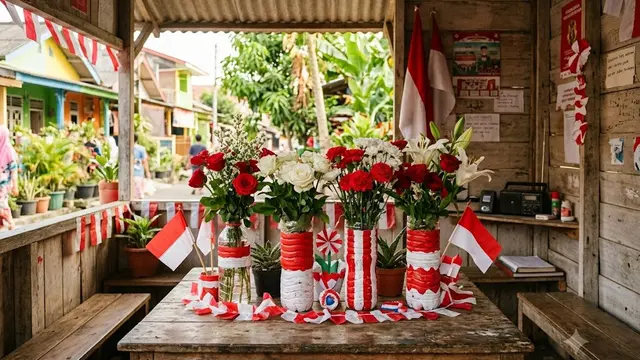 Vas Bunga Merah Putih untuk Pos Kamling