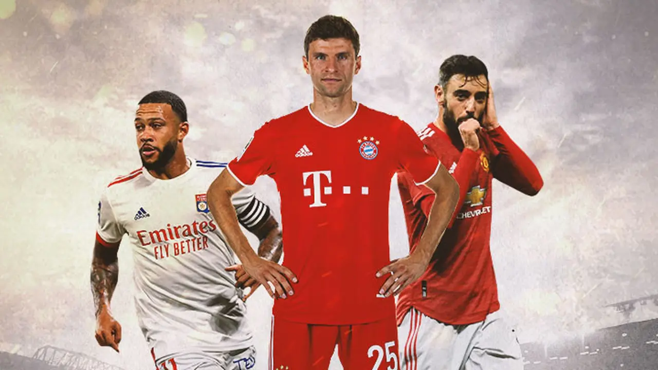 Ilustrasi - Memphis Depay, Thomas Muller, Bruno Fernandes