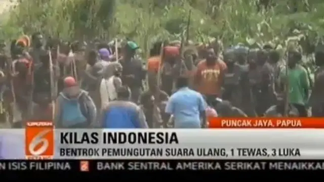 Satu orang tewas pada bentrokan saat dilakukannya pemungutan suara ulang di Puncak Jaya, Papua.