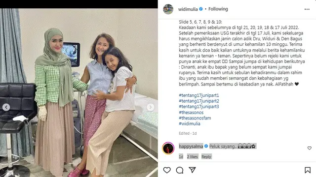 Widi Mulia Alami Keguguran anak keempat diusia kandungan 10 minggu