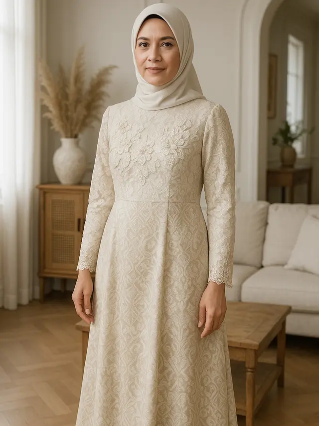 Rekomendasi Gamis Brokat di Dada untuk Ibu-Ibu Usia 40 Tahun, Elegan dan Sopan untuk Berbagai Acara