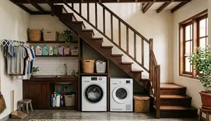 6 Ide Ruang Cuci di Bawah Tangga untuk Rumah Dua Lantai yang Rapi dan Praktis