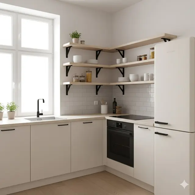 Dapur Tanpa Kabinet Atas (Open Shelving)