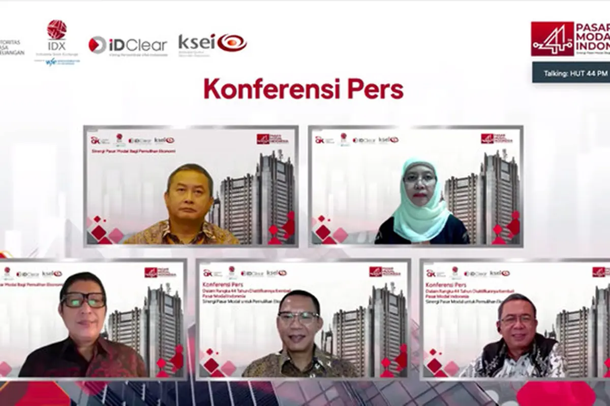 Konferensi pers HUT ke-44 diaktifkannya kembali Pasar Modal Indonesia, Selasa (10/8/2021) (Dok: Liputan6.com/Pipit I.Ramadhani)