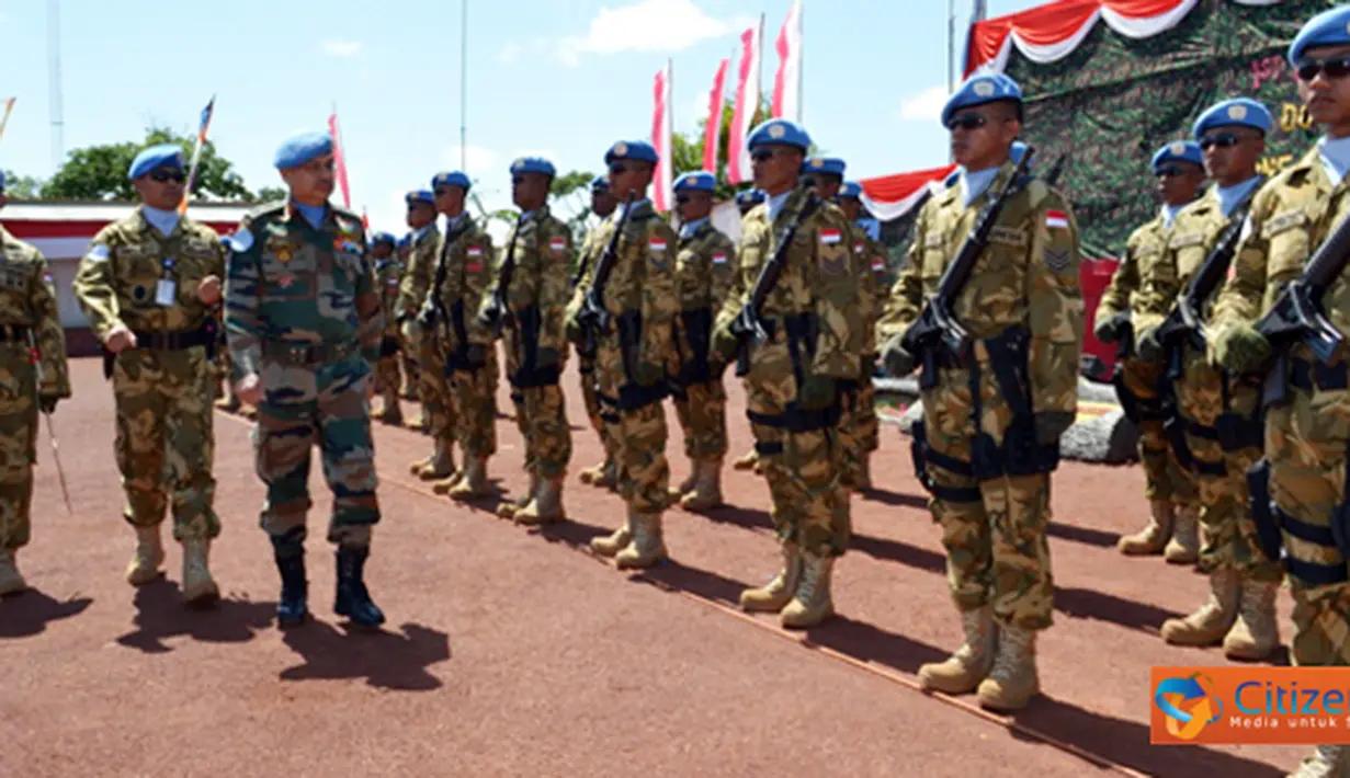 Citizen6, Kongo: Satuan Tugas Kompi Zeni (Satgas Kizi) TNI Konga XX-H/Monusco, mendapat medali PBB setelah bertugas selama enam bulan di Kongo. (Pengirim: Badarudin Bakri)