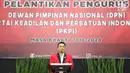 Ketua Umum PKPI Diaz Hendropriyono memberi sambutan saat pelantikan pengurus DPN PKPI periode 2018-2024 di Jakarta, Rabu (30/5). Pelantikan juga dihadiri Ketua Dewan Pembina bersama anggota Komjen (Pur) Gories Merre. (Liputan6.com/Immanuel Antonius)