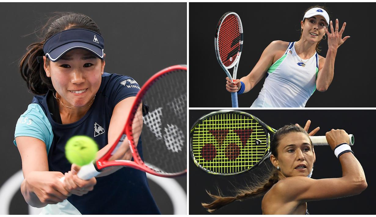 Sejumlah petenis cantik dunia turut ambil bagian pada Turnamen Australia Open 2020, mulai dari Nao Hibino hingga Julia Goerges. Tak hanya berparas cantik para petenis itu juga memiliki skill yang berkelas dunia. (Kolase Foto dari AFP)