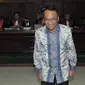 Mantan Menteri ESDM Jero Wacik memberikan senyuman jelang mengikuti sidang pembacaan putusan sela di Pengadilan Tipikor, Jakarta, Selasa (6/10/2015). Pada sidang tersebut Majelis hakim menolak nota keberatan Jero Wacik. (Liputan6.com/Andrian M Tunay)