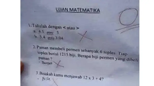 6 Jawaban Anak SD Ikuti Perintah Soal Ini Bikin Guru Elus Dada