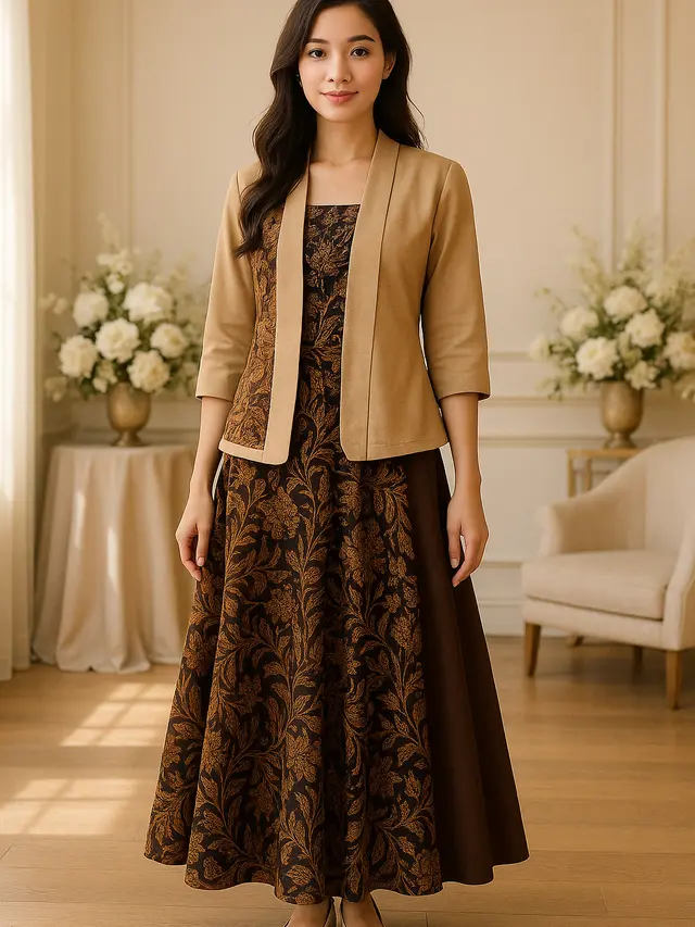 Model rok batik kombinasi kain polos