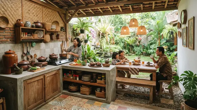 Model Dapur Terbuka dengan Area Makan Menyatu