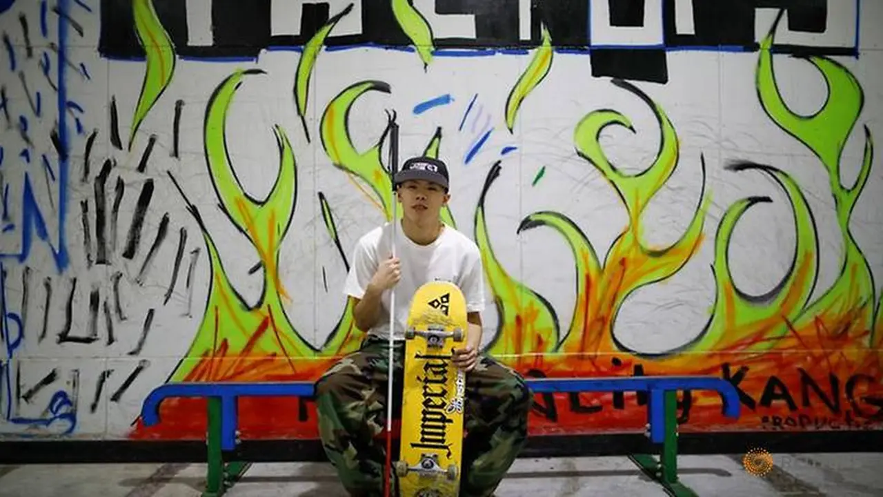 Ryusei Ouchi, pemain skateboard tunanetra dari Jepang.