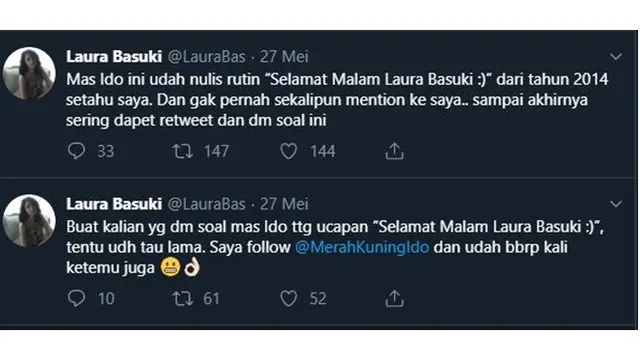 Setelah 5 Tahun Kirim Pesan 'Selamat Malam', Pria Ini Akhirnya Direspon Laura Basuki