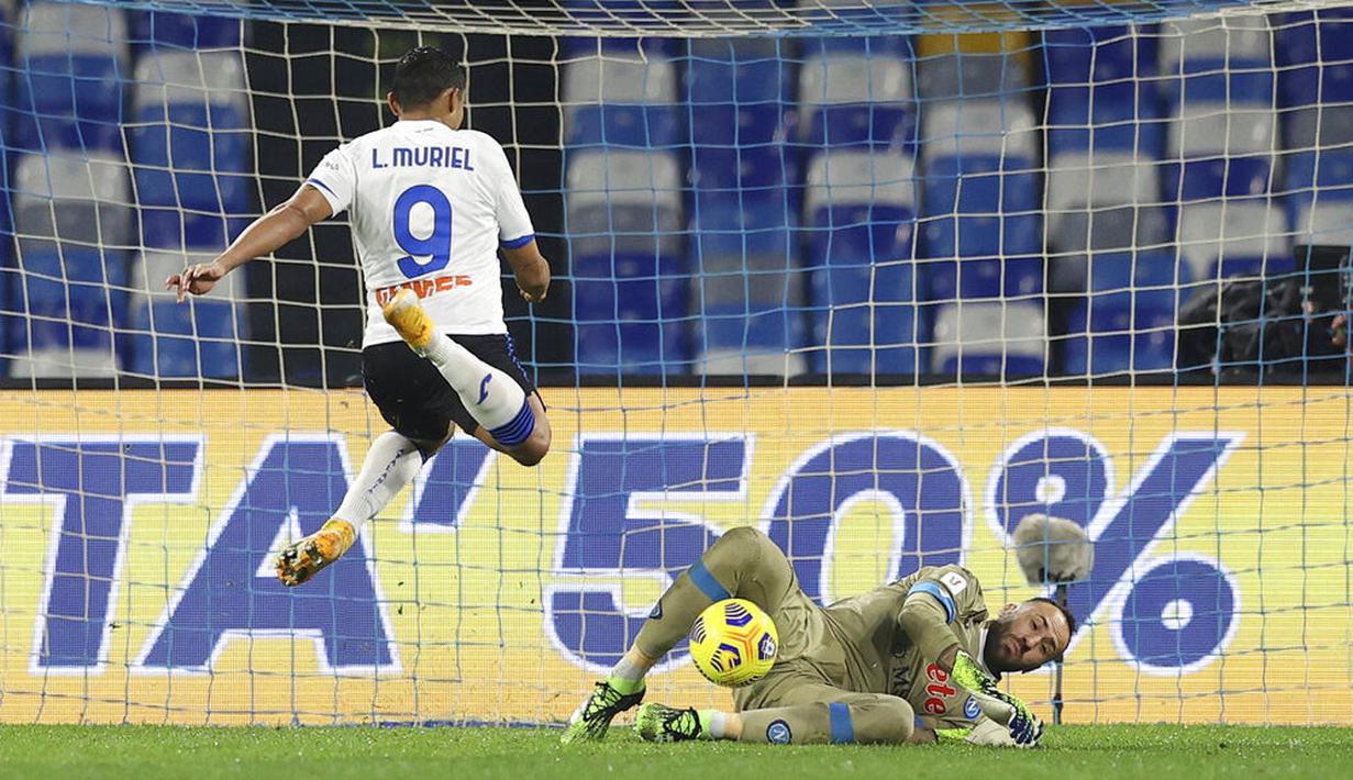 Pertandingan leg pertama semifinal Coppa Italia antara Napoli kontra Atalanta berakhir tanpa pemenang.  (Alessandro Garofalo/LaPresse via AP)