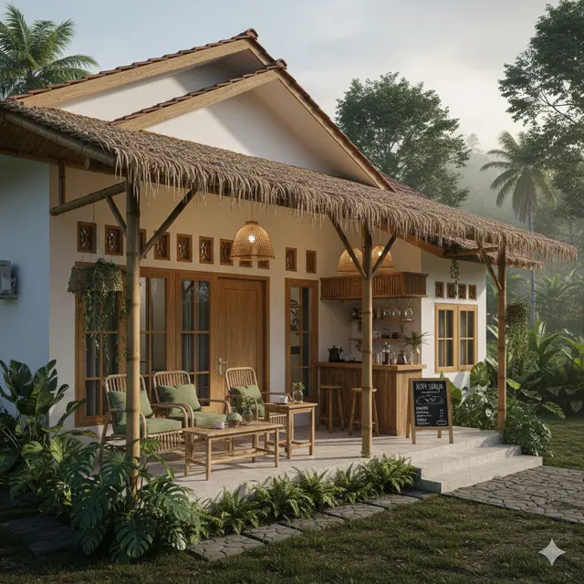 7 Model Rumah 1 Lantai dengan Warung Kopi Kecil di Teras, Inspirasi Hunian Fungsional yang Estetik