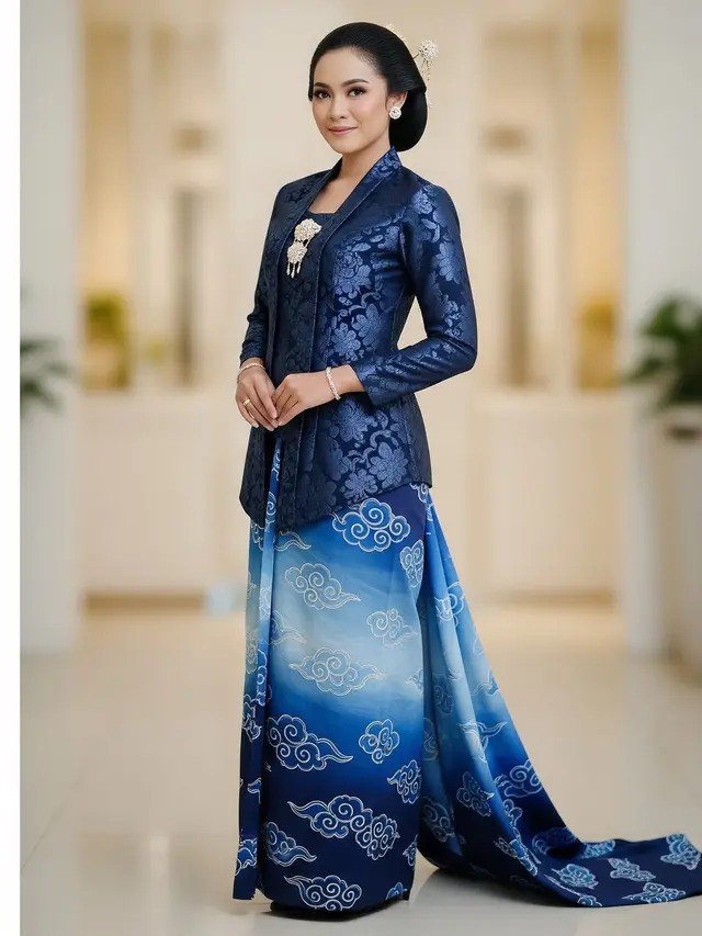 Model Kombinasi Warna Atasan Brokat dan Bawahan Batik (Image by Gemini AI)